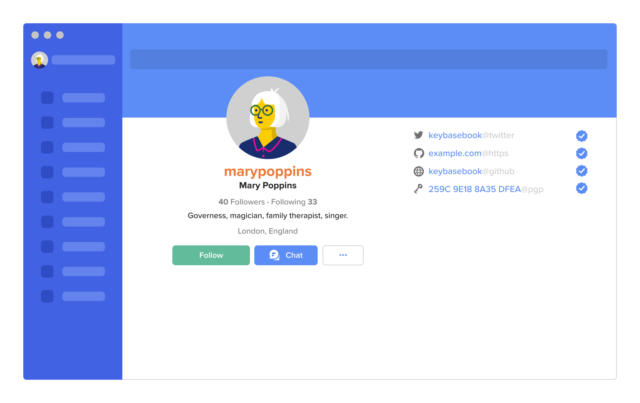  !您的用户名、设备、验证和关注者在您的 Keybase 个人资料中可见。